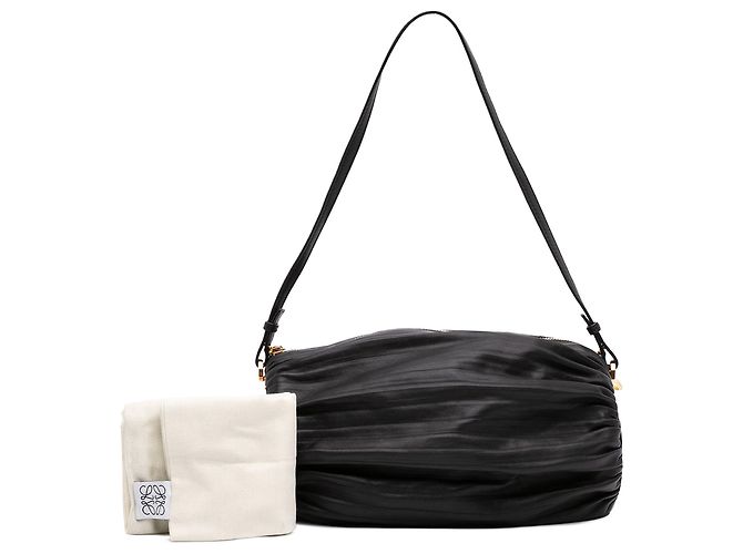 Borsa a tracolla LOEWE Pleated Nappa Bracelet Pouch Nera Nero - vista 7