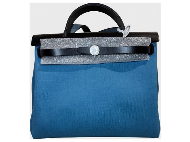 Borsa Hermès Herbag 31 Blu in Pelle - vista 2