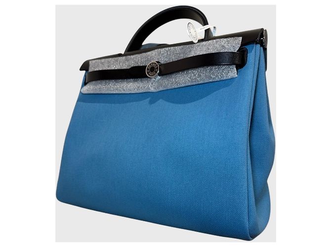 Borsa Hermès Herbag 31 Blu in Pelle - vista 4
