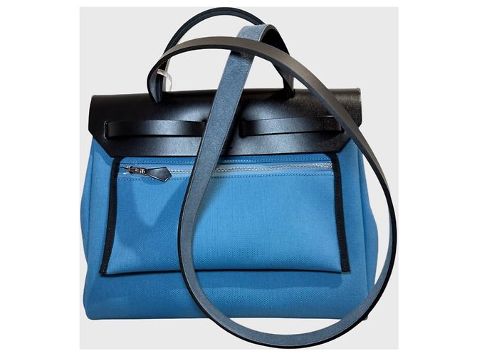 Borsa Hermès Herbag 31 Blu in Pelle - vista 5