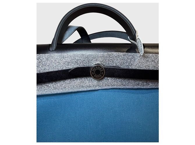 Borsa Hermès Herbag 31 Blu in Pelle - vista 7