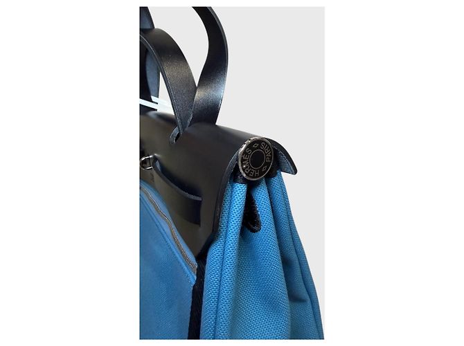Borsa Hermès Herbag 31 Blu in Pelle - vista 8