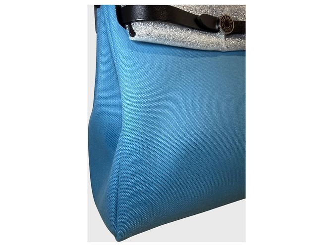 Borsa Hermès Herbag 31 Blu in Pelle - vista 9