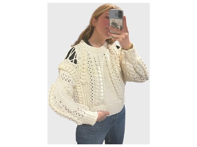 Pull en maille Iro Suave beige en coton - vue 2
