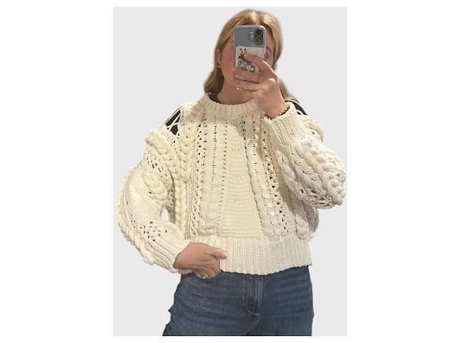 Pull en maille Iro Suave beige en coton - vue 4