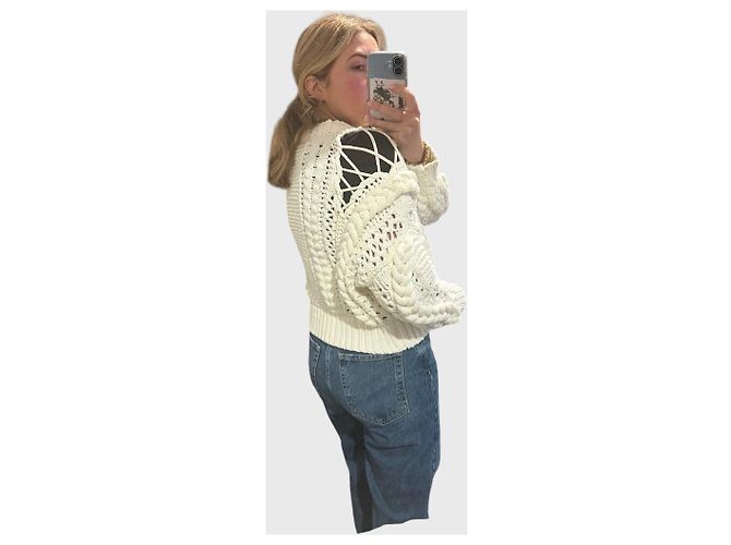 Pull en maille Iro Suave beige en coton - vue 5