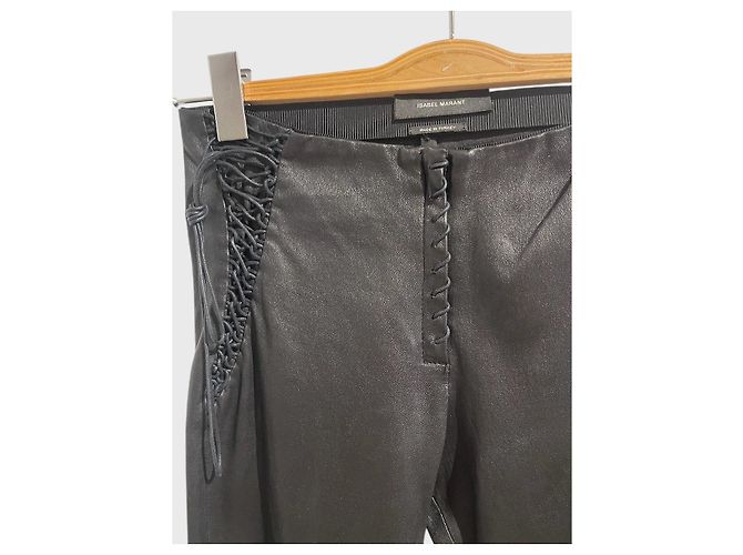 Pantalones capri Isabel Marant de cuero T.36 Negro - vista 2
