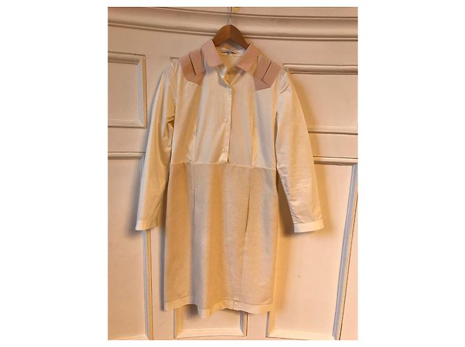 Vestido Midi Carven de Algodón Beige Crudo Blanco - vista 2