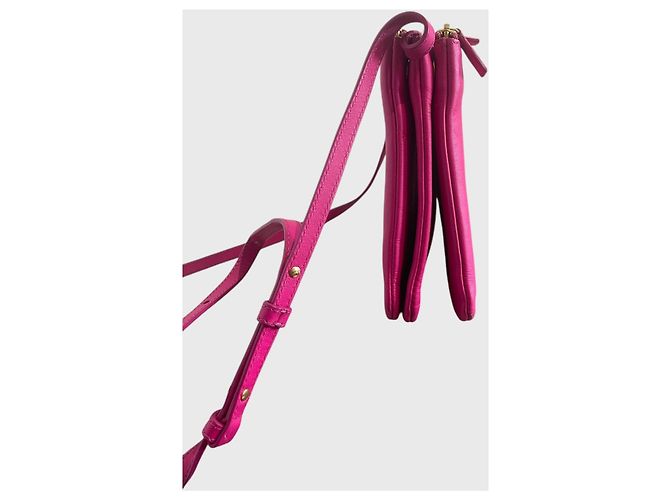 Borsa a tracolla Céline Trio in pelle rosa fucsia - vista 4