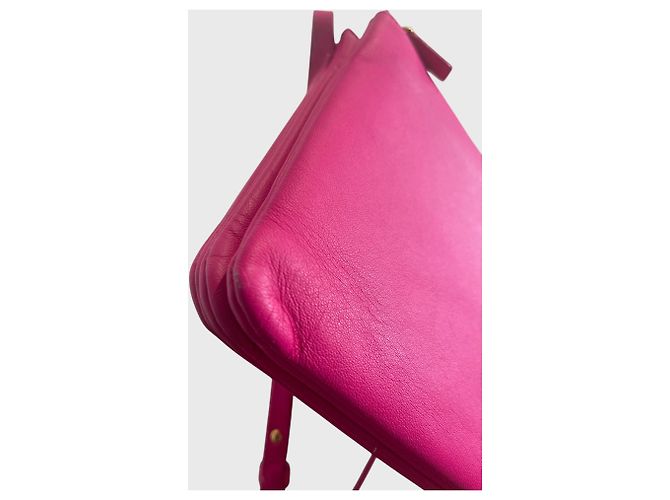 Borsa a tracolla Céline Trio in pelle rosa fucsia - vista 6