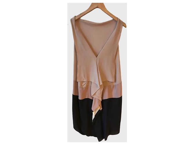 Vionnet Seidenkleid Beige Schwarz Größe 38 - Ansicht 2