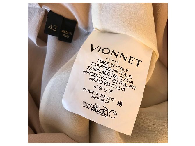 Vionnet Seidenkleid Beige Schwarz Größe 38 - Ansicht 4