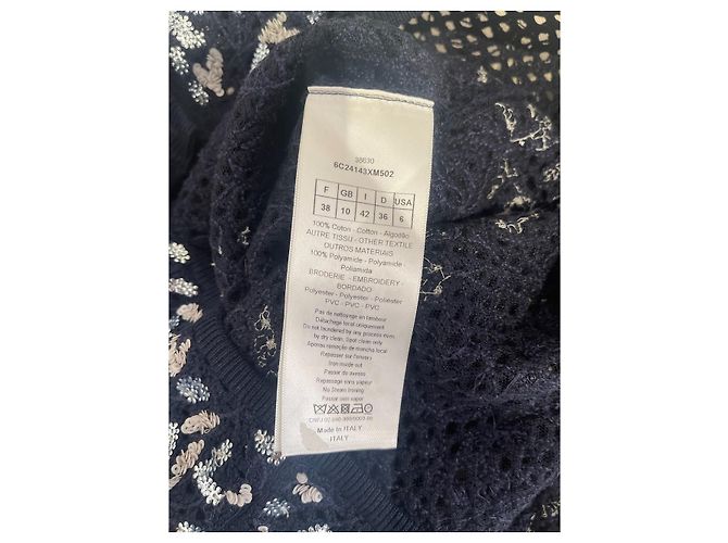Autre Marque Dior Cardigan aus Baumwollstrick in Marineblau mit Perlenstickerei - Ansicht 5