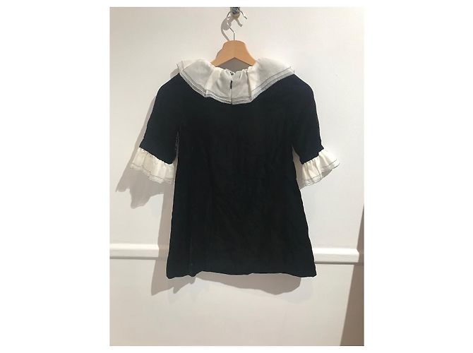 Autre Marque Baby Dior Kleid aus schwarzem Samt mit weißer Spitze Größe 8 - Ansicht 5