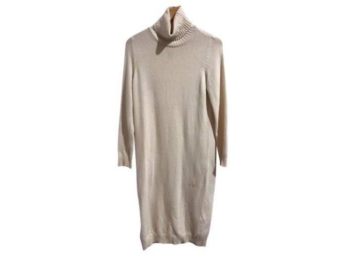 Max Mara Strickkleid beige aus Wolle und Kaschmir Rollkragen - Ansicht 8