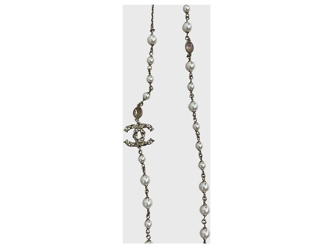 Colar longo Chanel de pérolas Dourado - vista 4