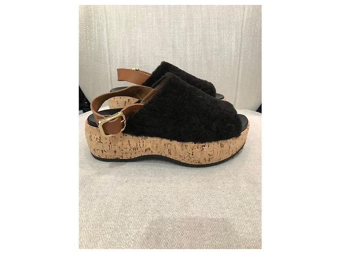 Zoccoli Marni pelliccia T.38 Nero - vista 3