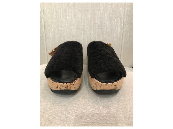 Zoccoli Marni pelliccia T.38 Nero - vista 5