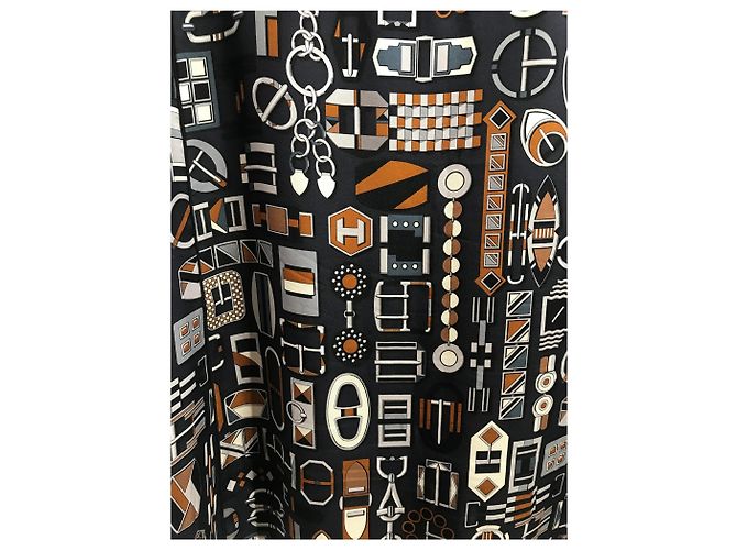 Top de seda Hermès negro con motivo de cadena de ancla Talla 40 - vista 3