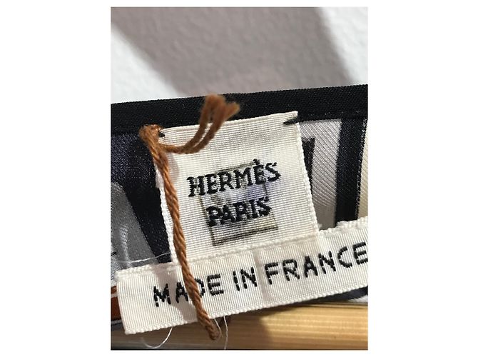 Top de seda Hermès negro con motivo de cadena de ancla Talla 40 - vista 4