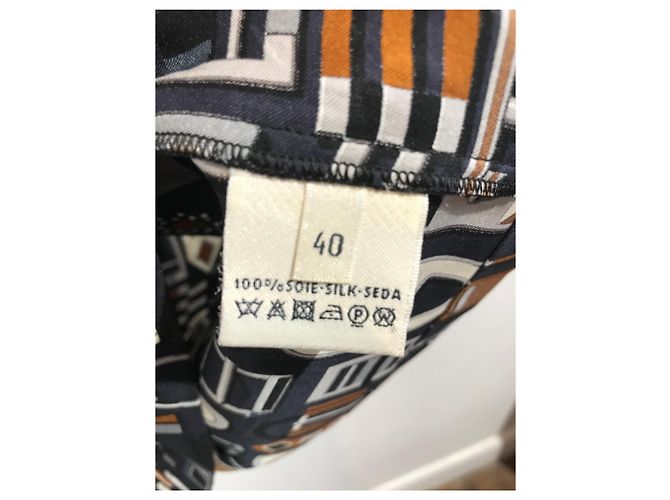 Top de seda Hermès negro con motivo de cadena de ancla Talla 40 - vista 6