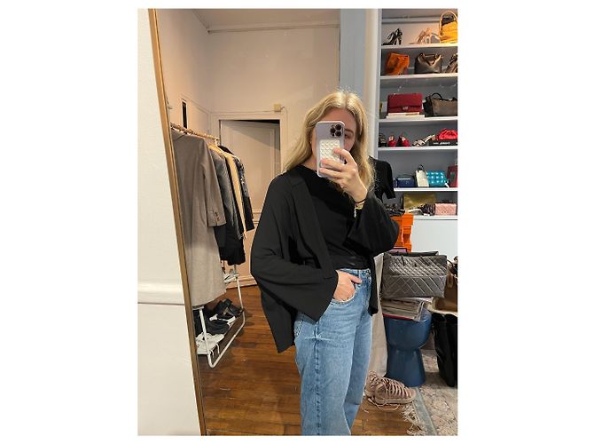 Top Chloé negro de viscosa estilo abrigo Talla 36 - vista 12