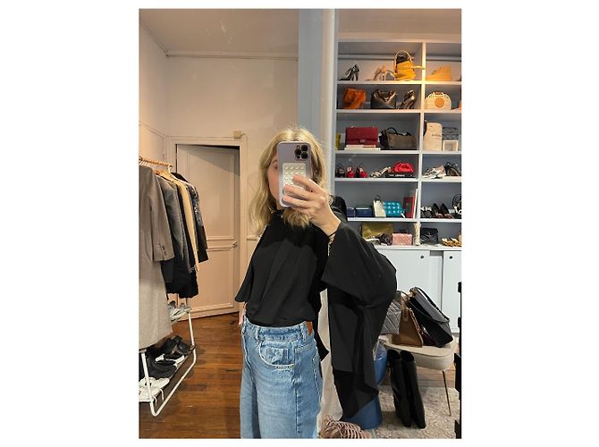 Top Chloé negro de viscosa estilo abrigo Talla 36 - vista 13