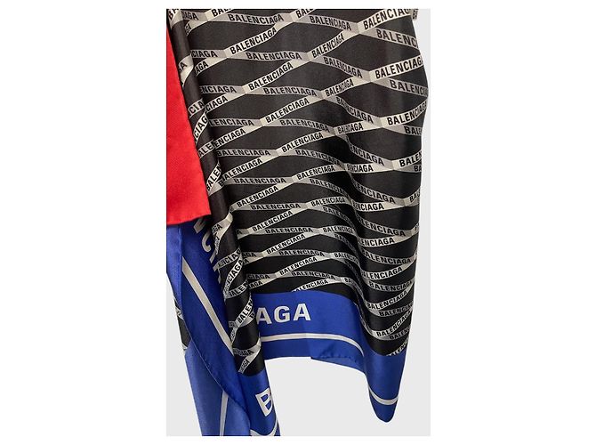Abito a camicia Balenciaga a scacchi bianco e nero in viscosa e seta - vista 4