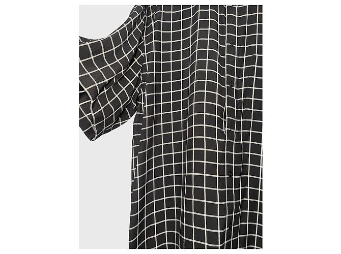 Abito a camicia Balenciaga a scacchi bianco e nero in viscosa e seta - vista 5