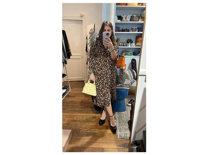 Balenciaga Blumenkleid T.32 Schwarz - Ansicht 2