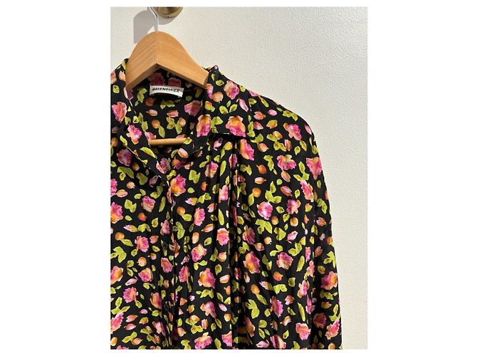 Balenciaga Blumenkleid T.32 Schwarz - Ansicht 3
