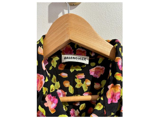Balenciaga Blumenkleid T.32 Schwarz - Ansicht 5