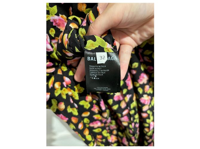 Balenciaga Blumenkleid T.32 Schwarz - Ansicht 6