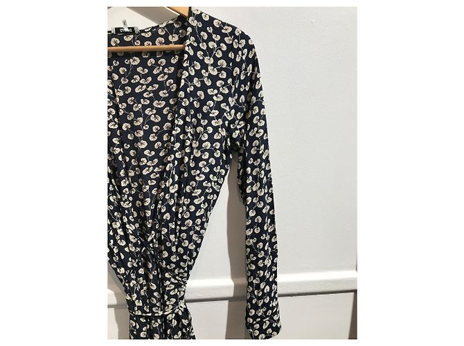 Ganni Langes Kleid mit Blumenprint Dunkelblau - Ansicht 2
