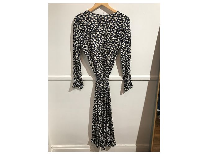 Ganni Langes Kleid mit Blumenprint Dunkelblau - Ansicht 3