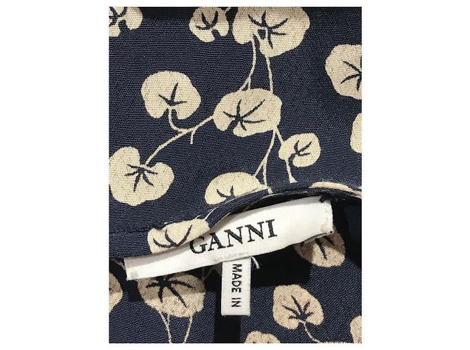 Ganni Langes Kleid mit Blumenprint Dunkelblau - Ansicht 4