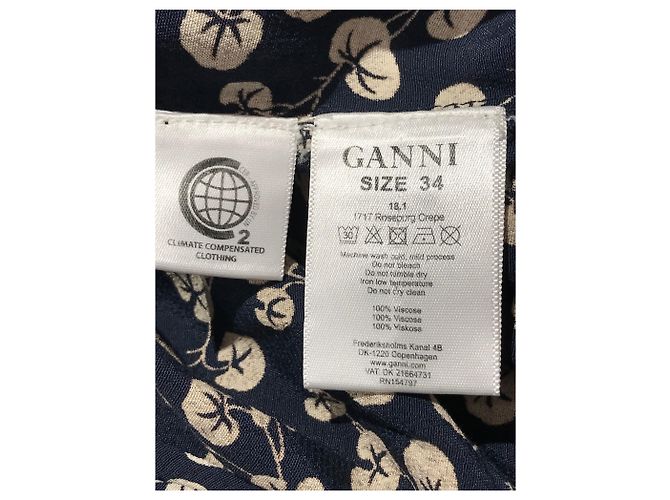 Ganni Langes Kleid mit Blumenprint Dunkelblau - Ansicht 5