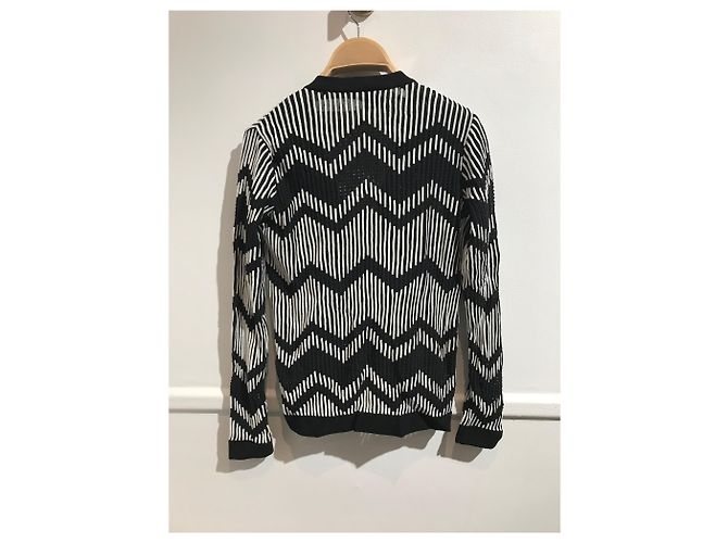 Cárdigan Missoni Blanco y Negro Estampado Zigzag Algodón - vista 4