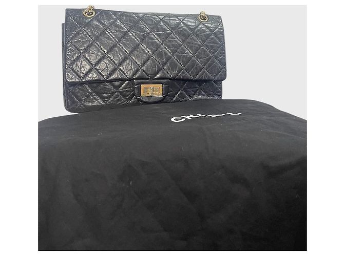 Chanel 2.55 Tasche aus schwarzem gestepptem Leder - Ansicht 11