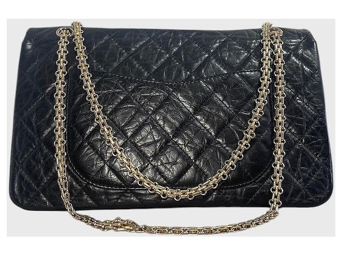 Chanel 2.55 Tasche aus schwarzem gestepptem Leder - Ansicht 5