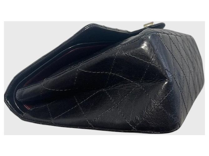 Chanel 2.55 Tasche aus schwarzem gestepptem Leder - Ansicht 7