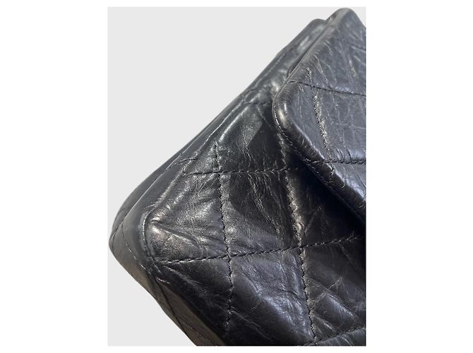 Chanel 2.55 Tasche aus schwarzem gestepptem Leder - Ansicht 8