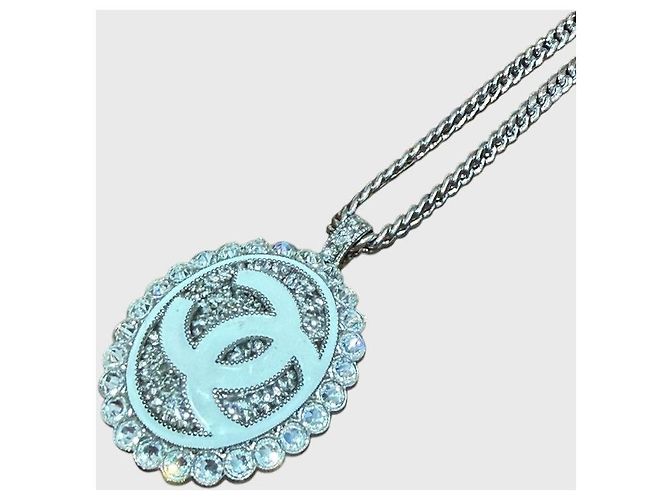 Colar longo Chanel CC prateado Metálico - vista 3