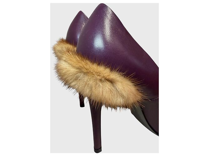 Décolleté Fendi bordeaux T.38 Bordò - vista 6
