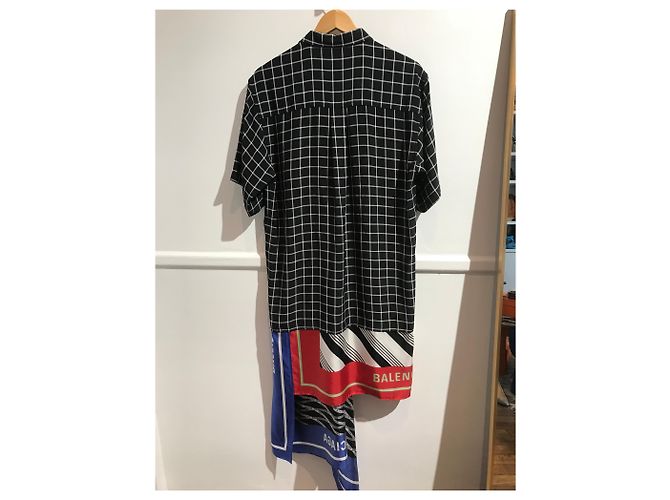 Balenciaga Hemdkleid schwarz weiß kariert Viskose - Ansicht 3