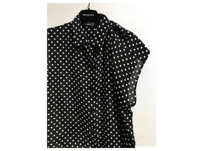 Blusa Balenciaga de lunares T.40 Negro - vista 2