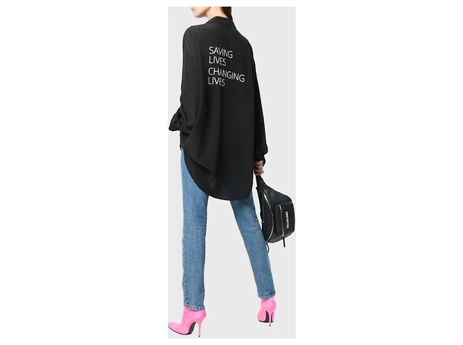 Camicia Balenciaga nera T.34 Nero - vista 8