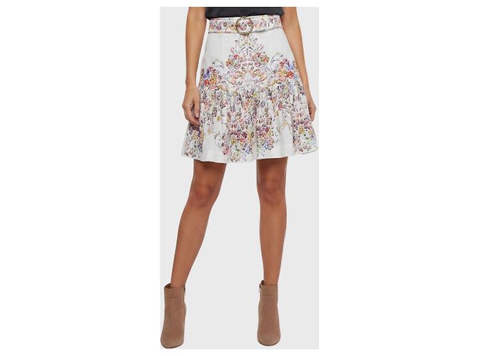 Saia Zimmermann de linho ecru com estampado floral Bege - vista 2