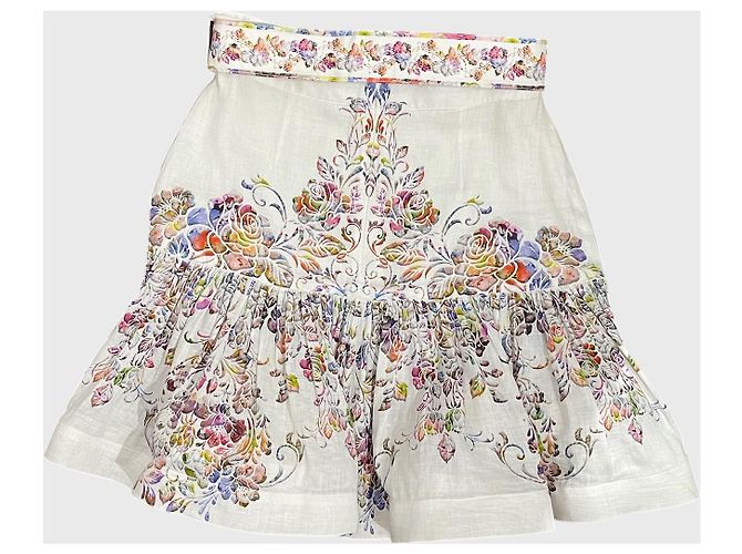Saia Zimmermann de linho ecru com estampado floral Bege - vista 3