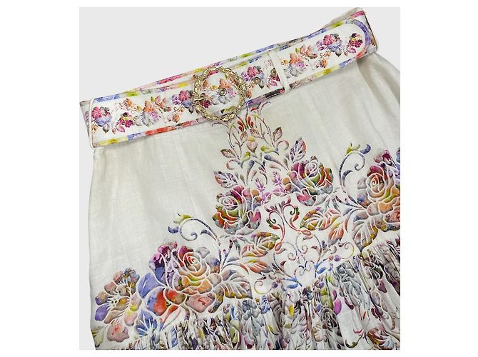 Saia Zimmermann de linho ecru com estampado floral Bege - vista 4